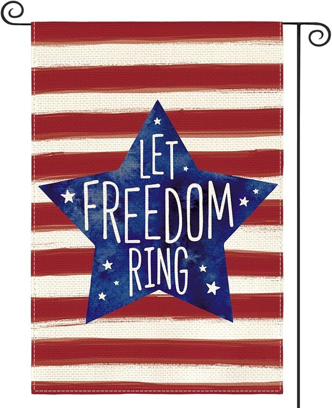 AVOIN colorlife Patriotic Watercolor Stars and Stripes Let Freedom Ring Garden Flag Double Sided ... | Amazon (US)