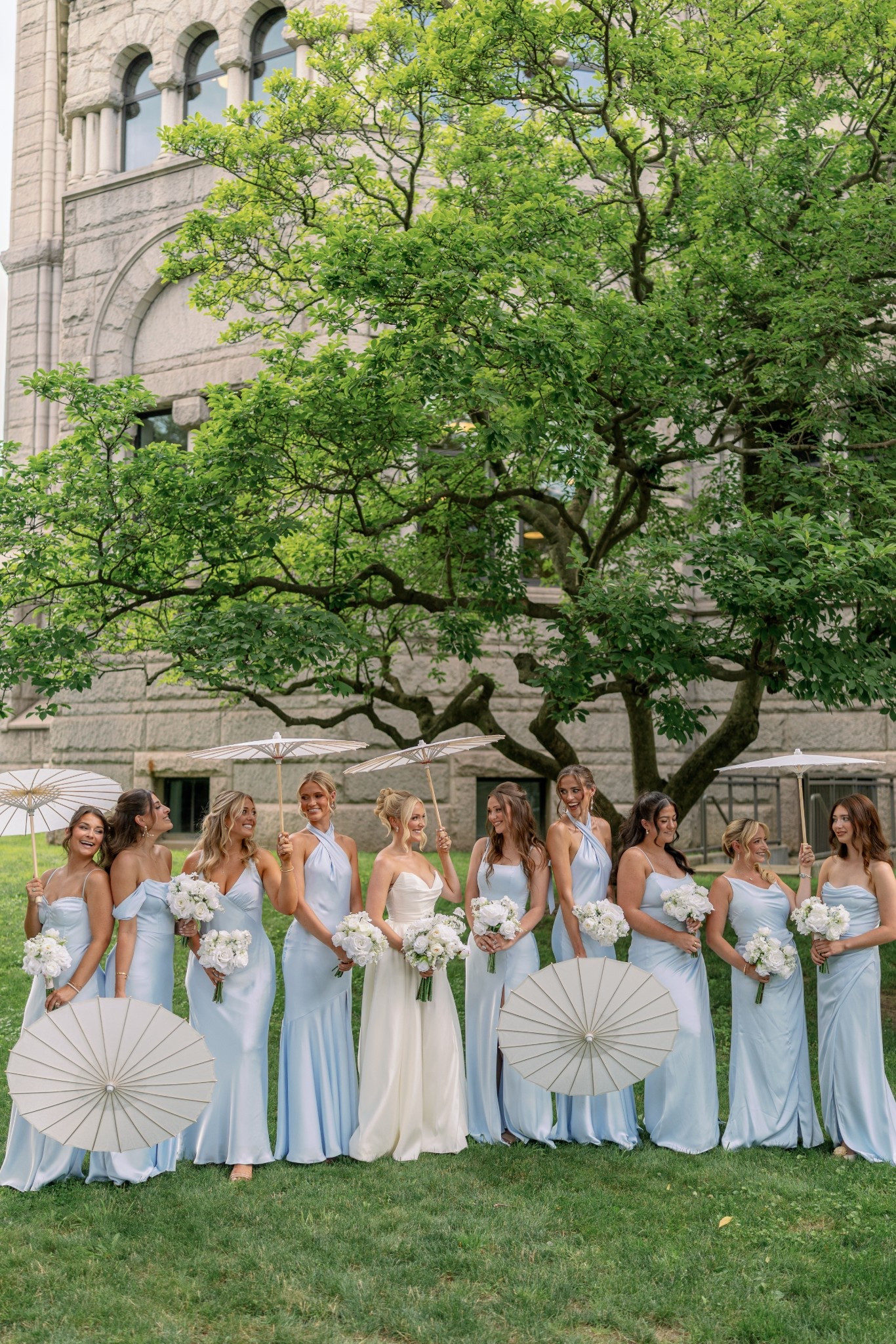 bridesmaid dresses also from birdy grey in assorted styles 🩵 color: mist blue 