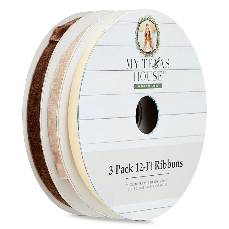 Ivory, Tan, and Beige Christmas Ribbons, 12', 3 Pack, by My Texas House | Walmart (US)