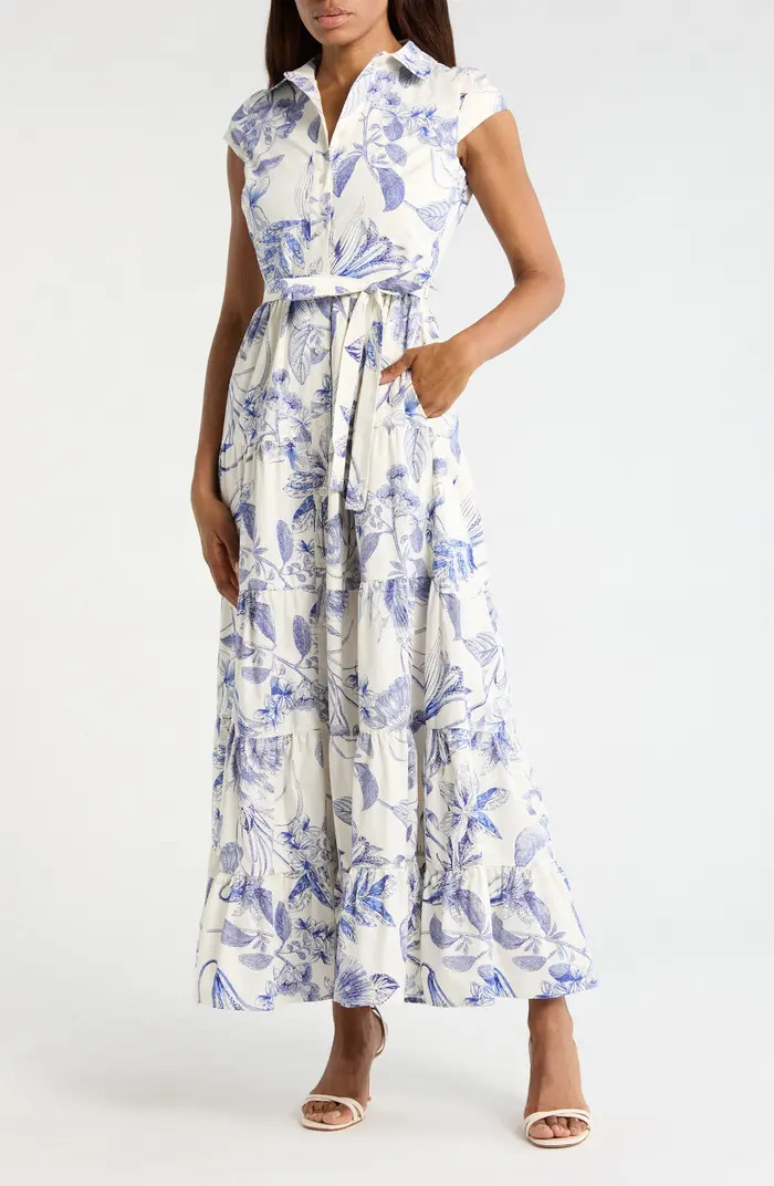 Floral Cap Sleeve Cotton Shirtdress | Nordstrom Rack