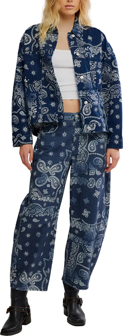 Print Barrel Leg Jeans | Nordstrom