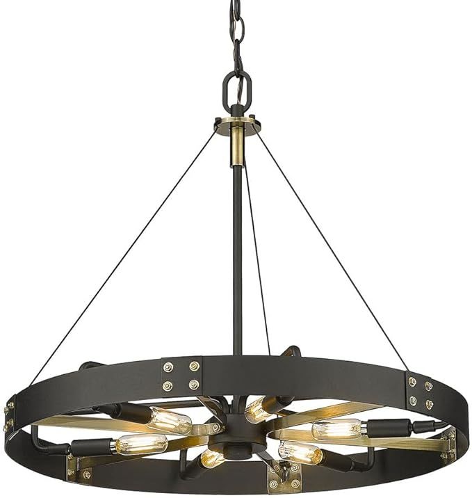 Golden Lighting Vaughn Medium Pendant in Natural Black with Aged Brass Accents | Amazon (US)