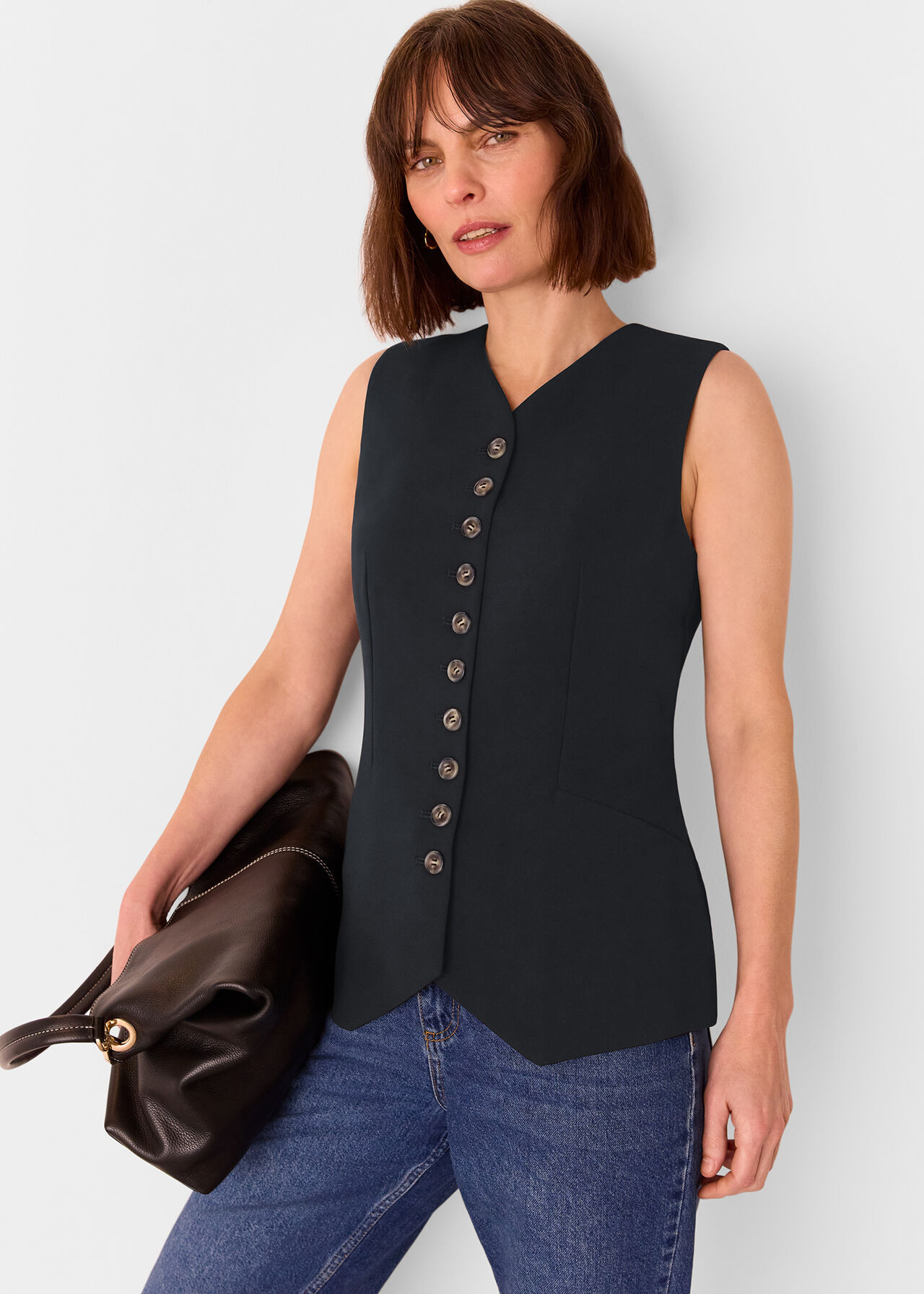Women's Black V-Neck Waistcoat | Whistles UK | | Whistles