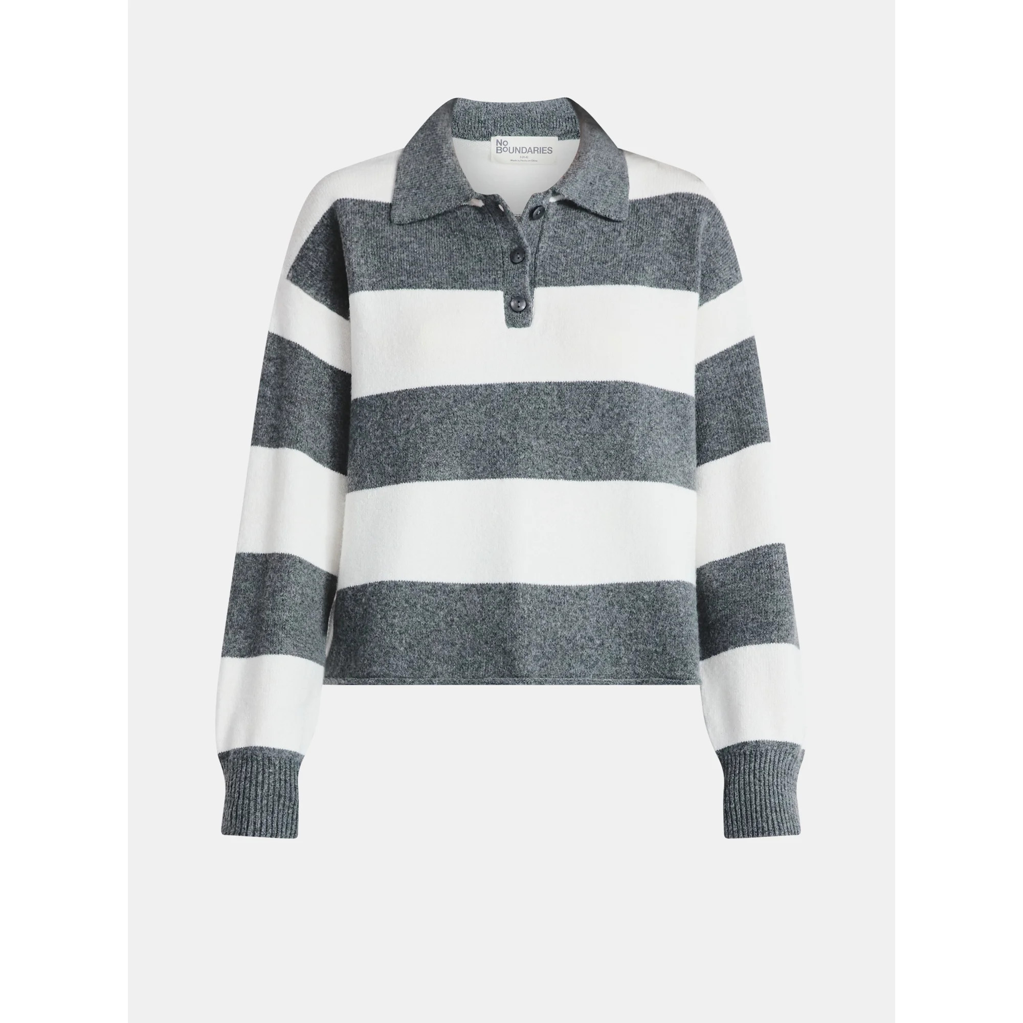 No Boundaries Button-Up Pullover Sweater with Long Sleeves, Midweight, Women's | Walmart (US)