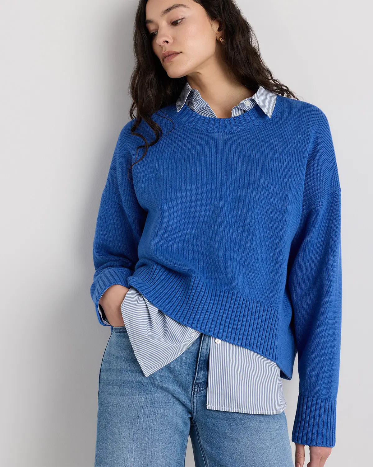 100% Organic Cotton Boyfriend Crew Sweater | Quince