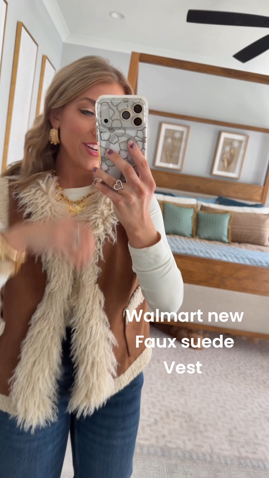 This Walmart new arrivals outfit is giving the BEST cozy, elevated fall vibes! 🤎🍂 I love how this faux shearling vest instantly makes a simple white top and flare jeans feel so much more special. The warm brown and cream combination is gorgeous for fall, and paired with pointed-toe boots, it has that expensive western-inspired look without the expensive price tag! Such an easy Walmart outfit for everything from school drop-off and errands to lunch or a weekend out. These new Walmart fashion arrivals are seriously making fall dressing so good this year!

#walmartfashion #walmartfinds #walmartstyle #walmartnewarrivals #walmartoutfit #fallfashion #falloutfit #fallstyle #affordablefashion #affordablestyle #shearlingvest #flarejeans #westernstyle #casualfalloutfit #outfitinspo

#LTKootd #LTKPetite