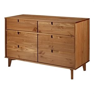 6 Drawer Mid Century Modern Wood Dresser - Caramel | Cymax