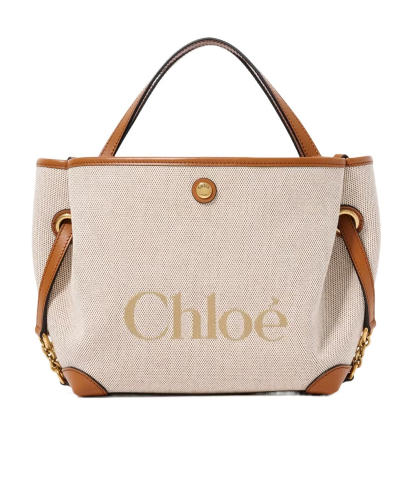 Chloé Logo Printed Double Carry Small Tote Bag | Senser US