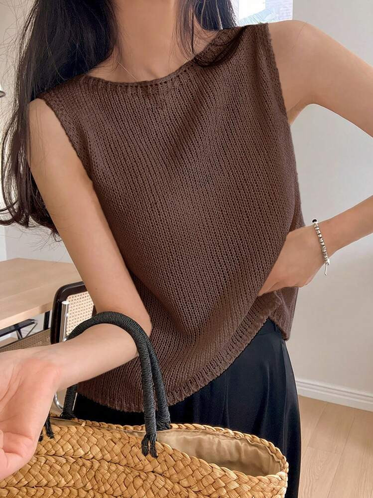 DAZY Solid Round Neck Knit Top | SHEIN