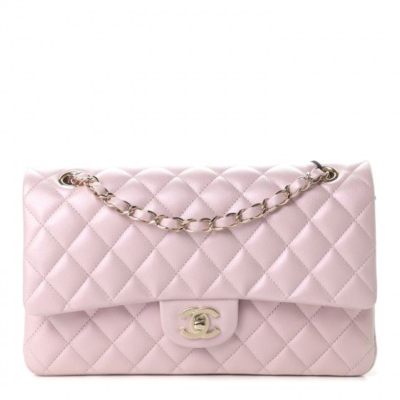 CHANEL

Iridescent Calfskin Quilted Medium Double Flap Light Pink | Fashionphile