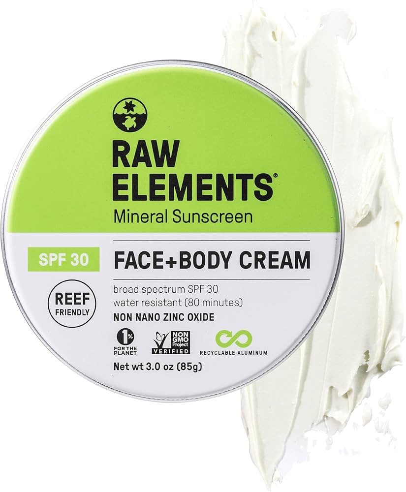 Raw Elements Face and Body Mineral Sunscreen SPF 30 Tin, Organic Sunblock Daily Protection, Non T... | Amazon (US)