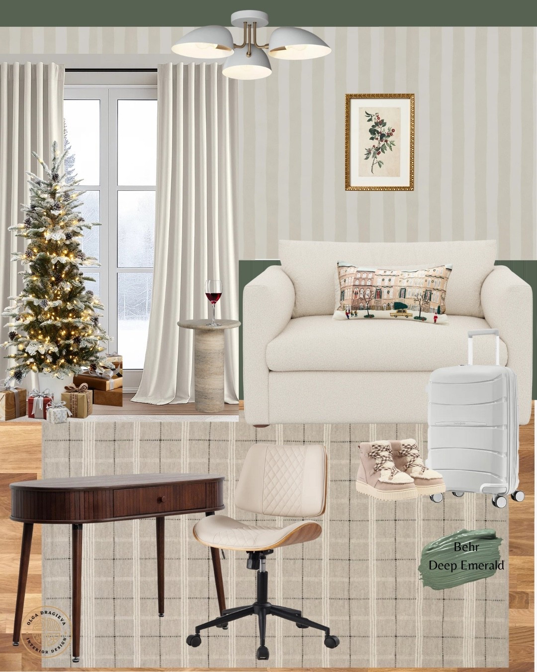 Cosy winter home office/guest room, who says that home office should be boring?! Gorgeous wallpaper, beautiful office chair, affordable desk, plaid rug, gorgeous loveseat from Article, velvet curtain. #christmasdecor #homeoffice #guestroom

#LTKHome #LTKCyberWeek #LTKHoliday