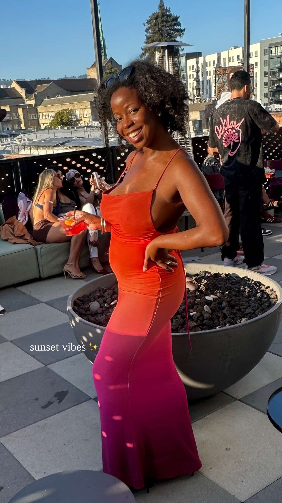 Sunset ombré maxi dress i wore to a summer rooftop day party  🌅with black kitten heels

#LTKdayinmylife #LTKootd #LTKSeasonal