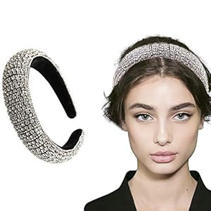 Rhinestone Crystal Diamond Headband for Women Fashionable Handmade Wide Hair Hoops Beaded Bling H... | Amazon (US)