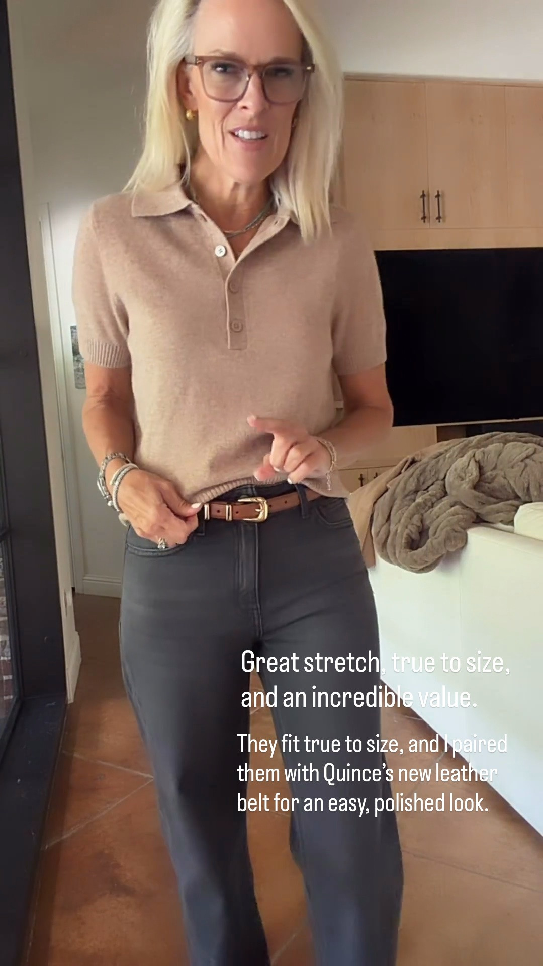 These Quince black stretch denim jeans are one of the best values I’ve found! They’re only $50, have just the right amount of stretch, and feel so much more expensive than they are. They fit true to size, and I paired them with Quince’s new leather belt for an easy, polished look.

💡 LTK MADE EASY
❤️ Heart = Support my posts!
🔖 Save = Get sale & restock alerts
📋 Lists = Keep favorites organized
📲 Share = Send lists and products to a friend. Hello, Christmas List!
💬 Comment = Ask me anything about what I’m wearing. :-)

#LTKootd #LTKOver40 #LTKSeasonal