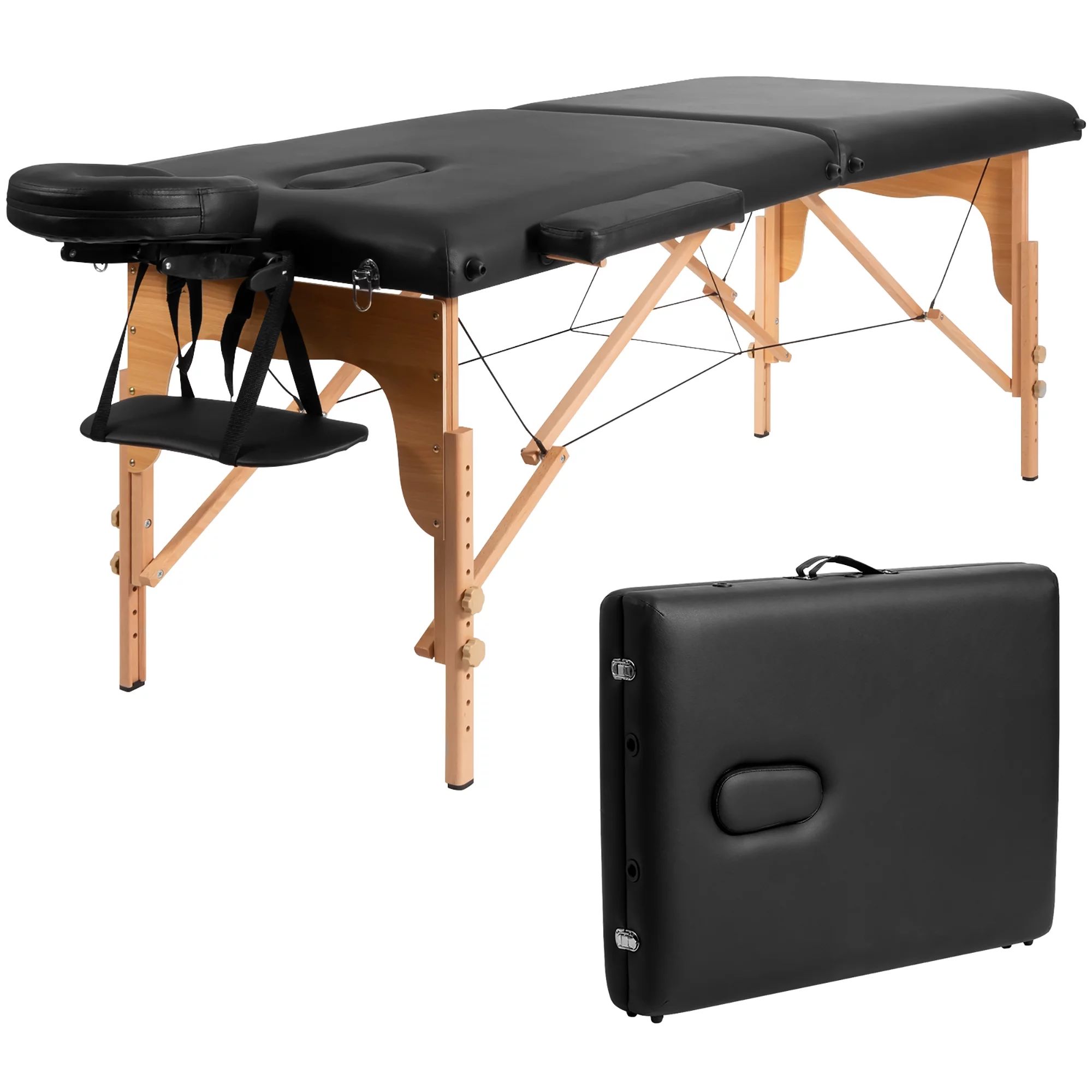 84''L Portable Massage Table Adjustable Facial Spa Bed Tattoo w/ Carry Case Black | Walmart (US)