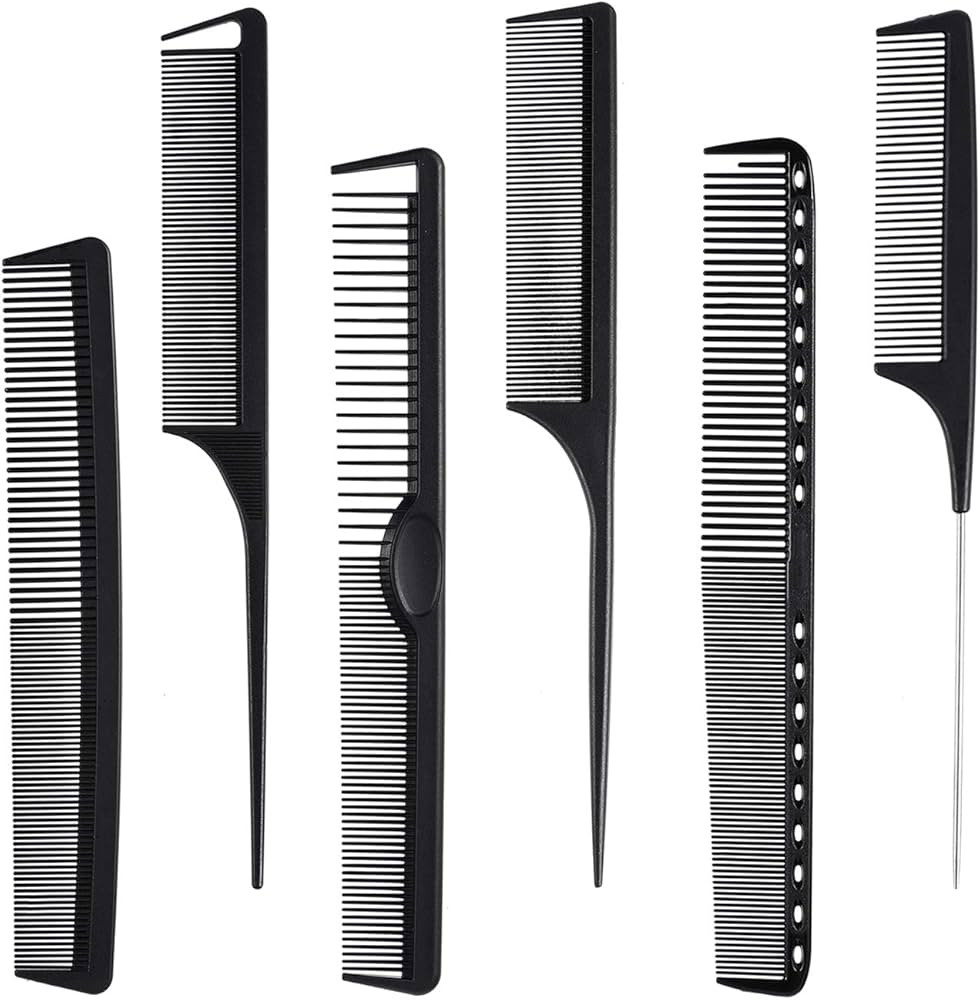 6 Pieces Carbon Fiber Hair Combs Set, General Styling Grooming Comb, Anti Static Heat Resistant H... | Amazon (US)