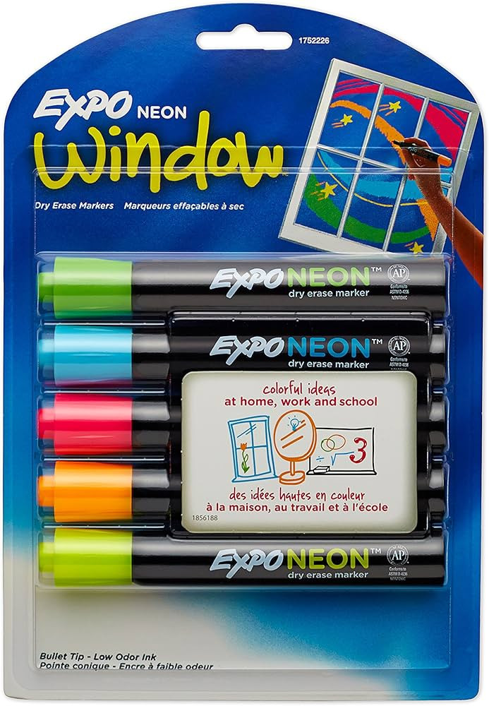 Expo Neon Dry Erase Markers, Bullet Tip, Assorted Colors, 5 Count | Amazon (US)