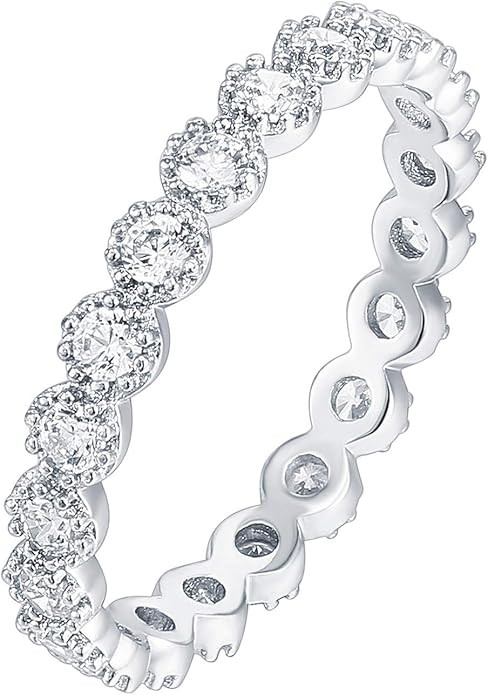 PAVOI 14K Gold Plated Rings Cubic Zirconia Band | Marquise Milgrain Eternity Bands | Gold Rings f... | Amazon (US)