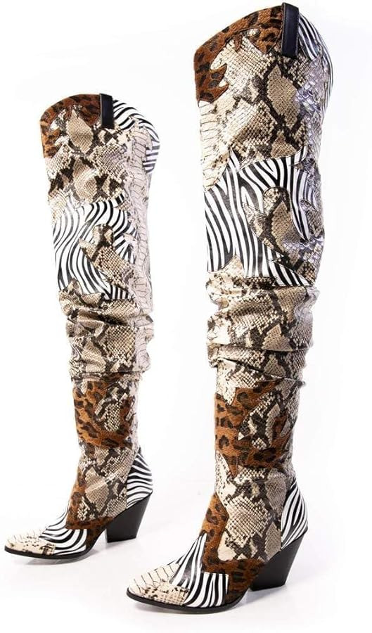 YOKI Cowgirl Boots Women, Over the Knee Western Cowboy Boots for Women with Chunky Block Heels | Amazon (US)