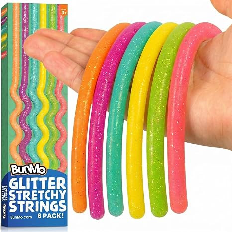 BUNMO Stretchy Strings | Glitter 6 Pack | Fidget Stretchy Strings for Kids Ages 3+ | Sensory Stri... | Amazon (US)