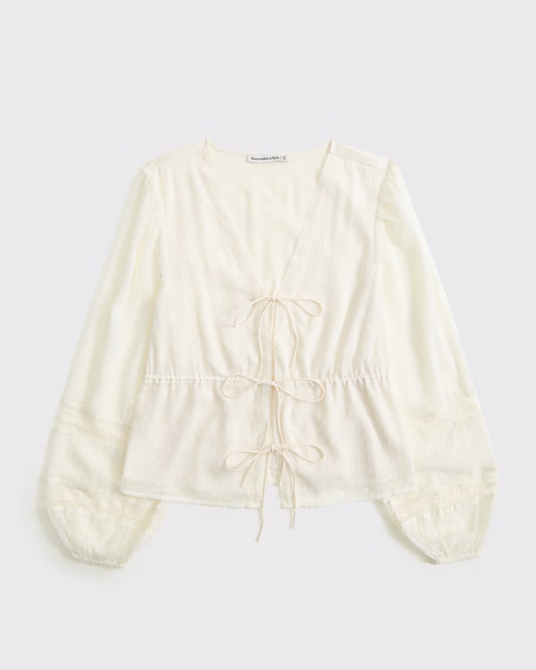 Long-Sleeve Tie-Front Top | Abercrombie & Fitch (US)