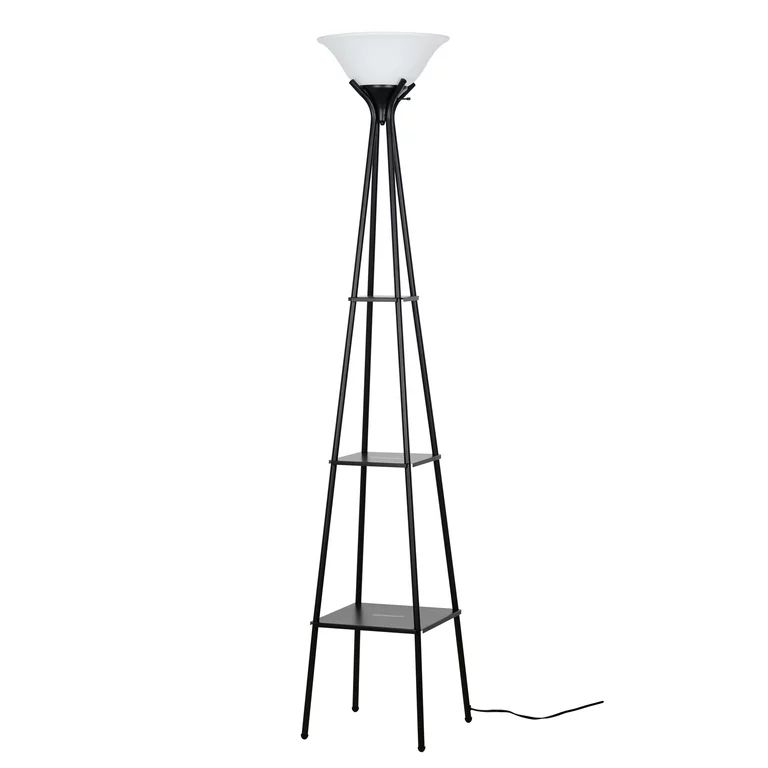 Mainstays 69" in Charcoal Color Metal Etagere Shelf Floor Lamp, LED Bulb Included | Walmart (US)