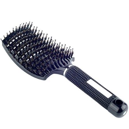 Perfect for OILY HAIR! PERFEHAIR Natural Boar Bristle Hair Brush - Curved Vented Detangling Blow Dry Brush for Women Long, Thick, Thin, Curly Hair 