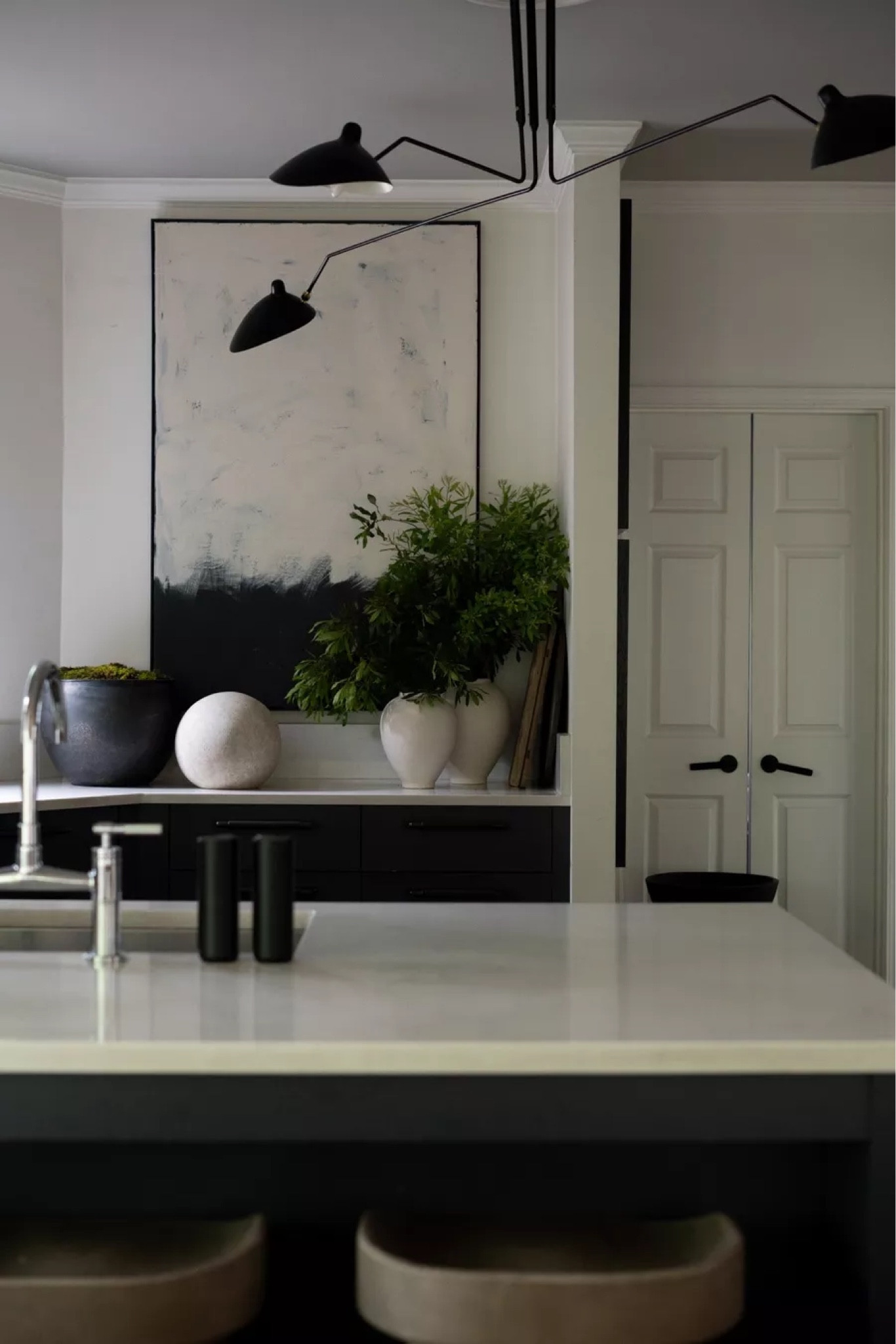 Omggg one of my favorite kitchen moments of all time! These Zara vases are a prized possession (& so affordable!!) And I looooove the sphere here and the charcoal planter. I love the artwork being here and the light and how it all just works beautifully together!

#LTKHome #LTKSeasonal #LTKdayinmylife