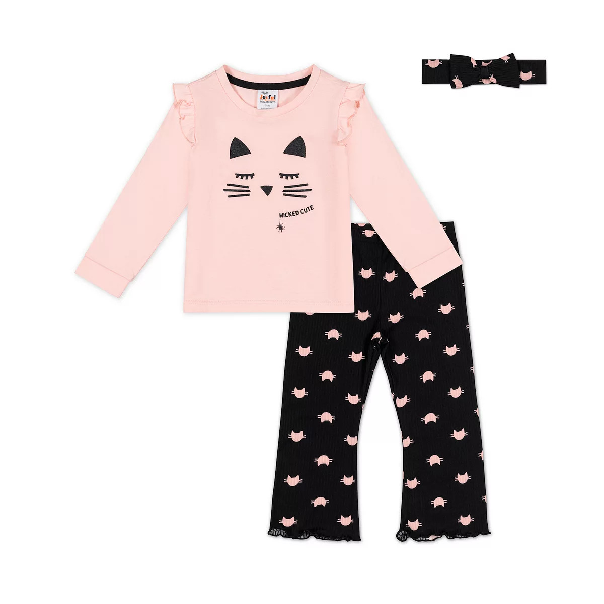 Joyful Moments Baby & Toddler Girl Halloween Top + Rib Bottom Set With Headband | Kohl's