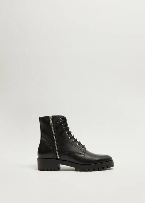 Leather biker ankle boots | MANGO (US)