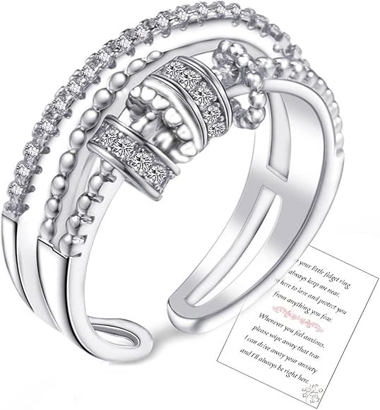 To My Daughter Sterling Silver Fidget Ring 925 Adjustable Anxiety Ring For Women Girls Fidget Spi... | Amazon (UK)