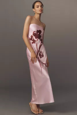 The Fleur Strapless Satin Maxi Slip Dress | Anthropologie (US)