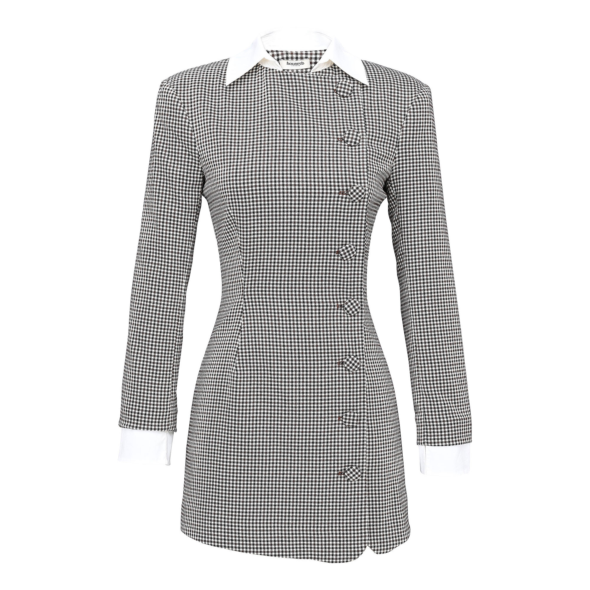 HOUSE OF CB Leoni Check Bodycon Mini Dress - Brown Puppytooth | Brown Thomas (IE)