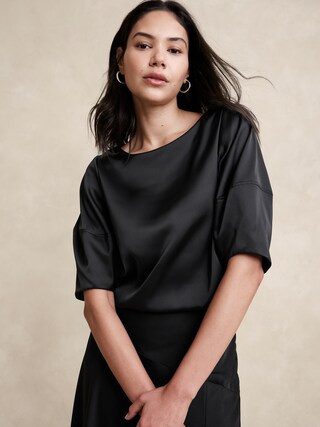 Cropped Lantern-Sleeve Blouse | Banana Republic Factory