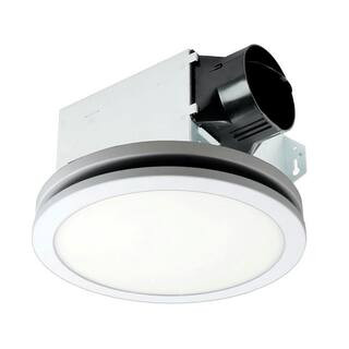 Integrity Series 100 CFM Ceiling Bathroom Exhaust Fan, LED Edge-Lit with Flat Round Panel, ENERGY... | The Home Depot