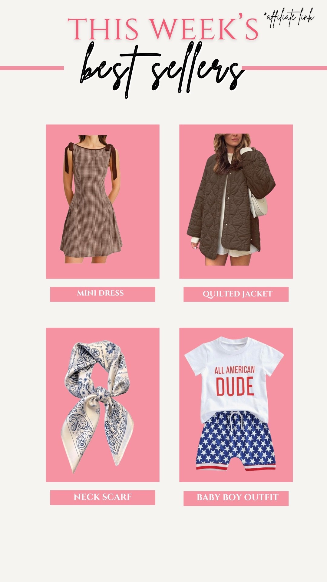 This week’s best sellers! Mini dress, date night dress, hair scarf accessories, 4th of July baby outfit

#LTKBaby #LTKgrwm #LTKmomlife