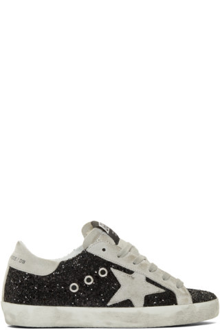 SSENSE Exclusive Black Glitter Superstar Sneakers | SSENSE 