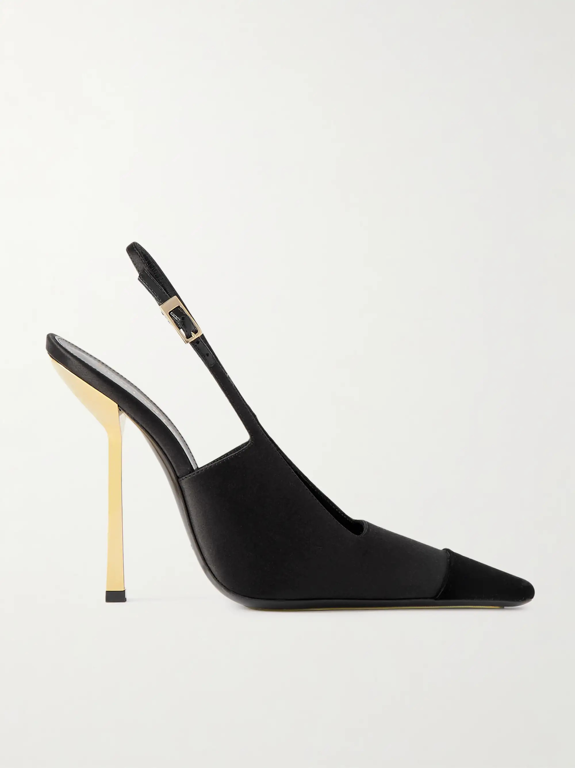 Ines velvet-trimmed satin slingback pumps | NET-A-PORTER (US)
