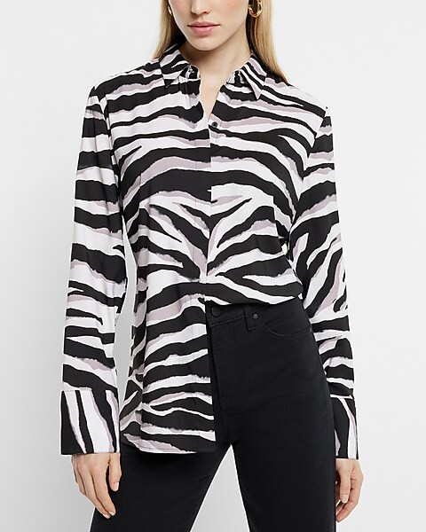 Zebra Print Tunic Relaxed Portofino Shirt | Express