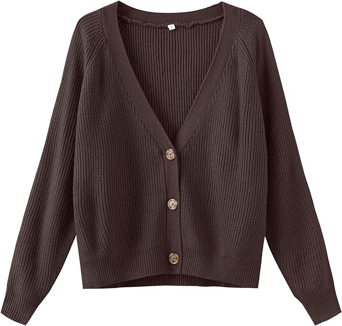 Women's Long Sleeve Knit Sweater Open Front Cardigan Button Loose Outerwear | Amazon (US)