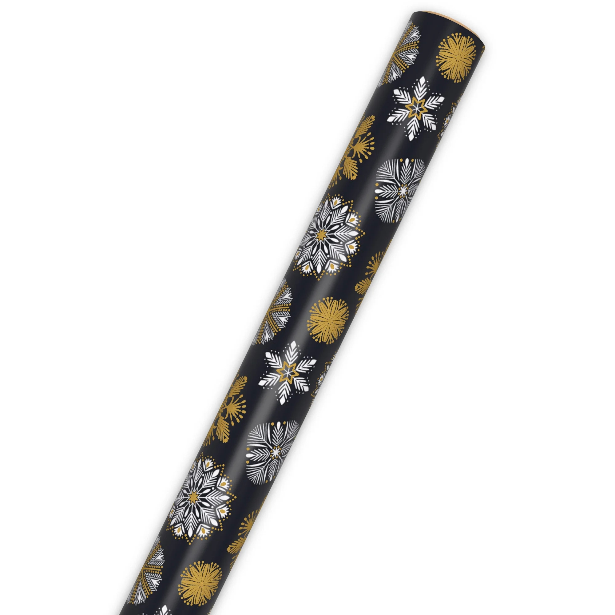 Hallmark Holiday Wrapping Paper Roll (White and Gold Snowflakes on Black) 35 Sq. ft. | Walmart (US)