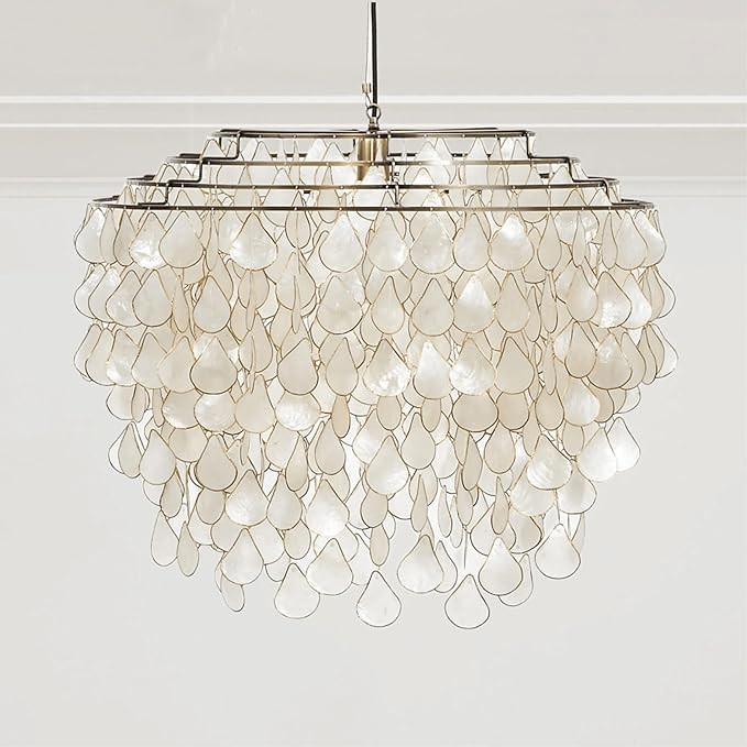 Capiz Chandelier, Teardrops Capiz Chandelier. 27.5" Dia. x 118.75" H | Amazon (US)
