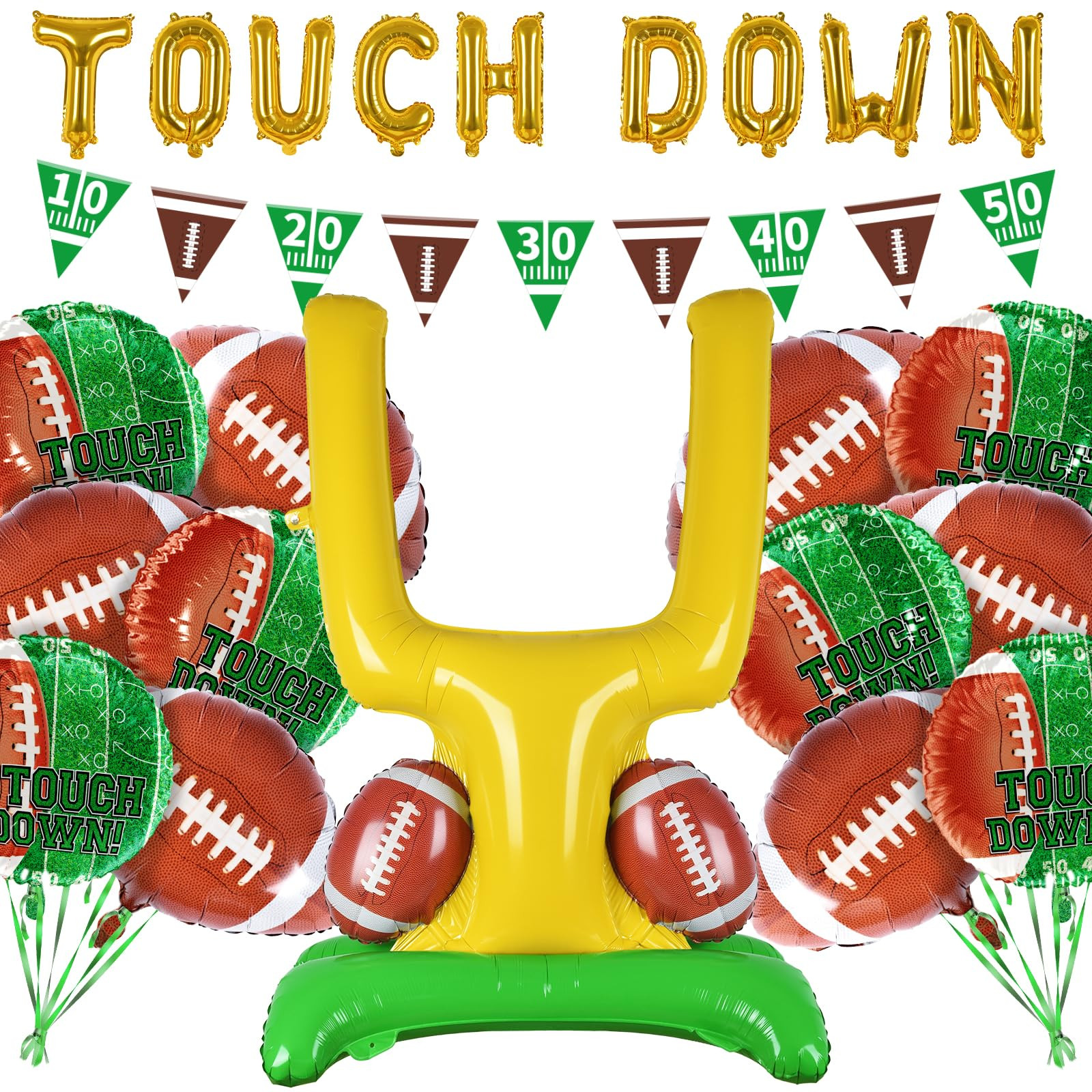 Football Party Supplies Kit - Touchdown Letter Balloons, Goal Post & Football Shaped Foil Balloon... | Amazon (US)