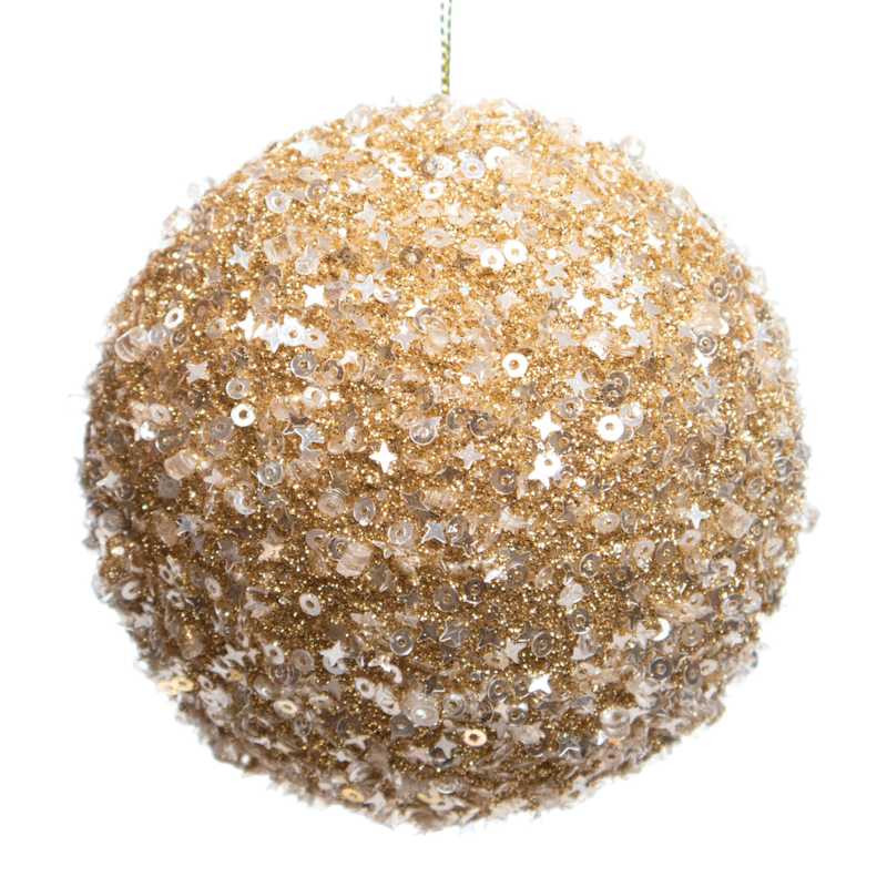 Providence Glitter & Sequined Ball Ornament, 3.5" | At Home