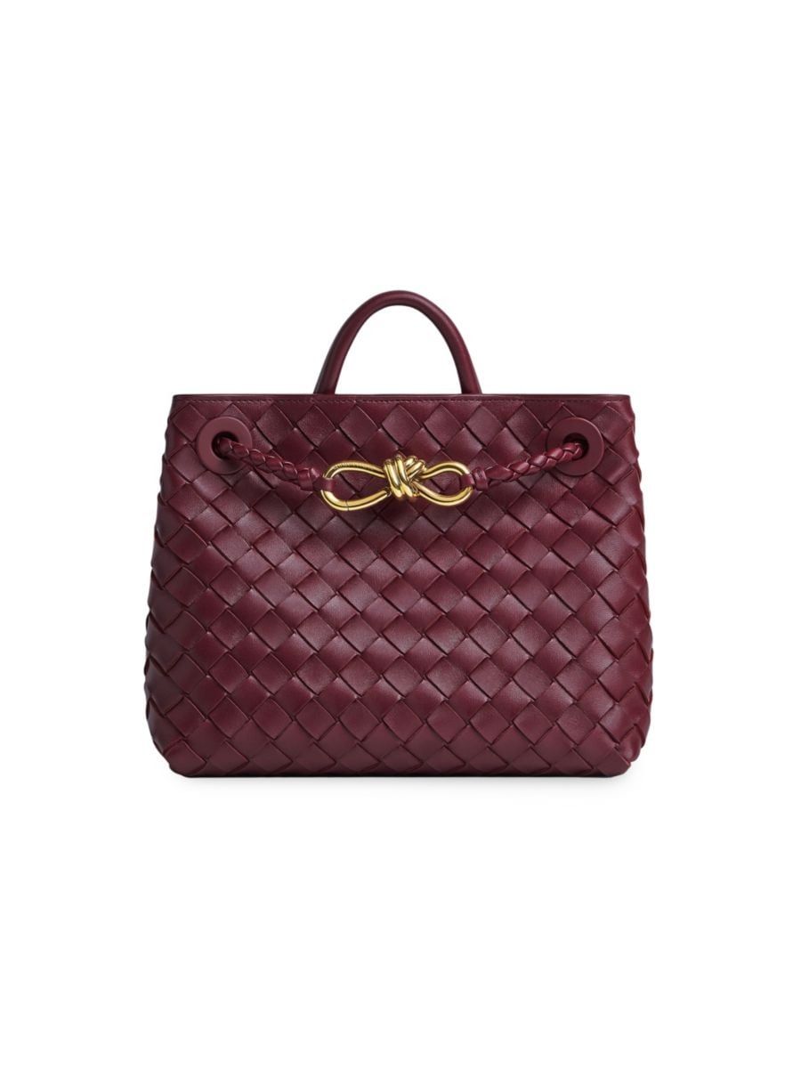 Small Andiamo Intrecciato Leather Top Handle Bag | Saks Fifth Avenue