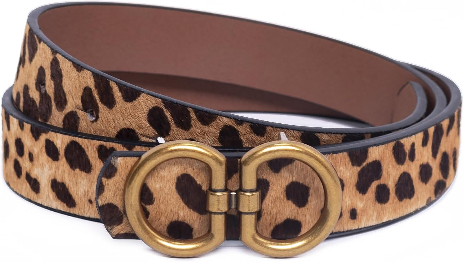 Leopard Belts for Women Animal Print Womens Leather Belt Vintage Buckle Ladies Fashion Belt for J... | Amazon (US)