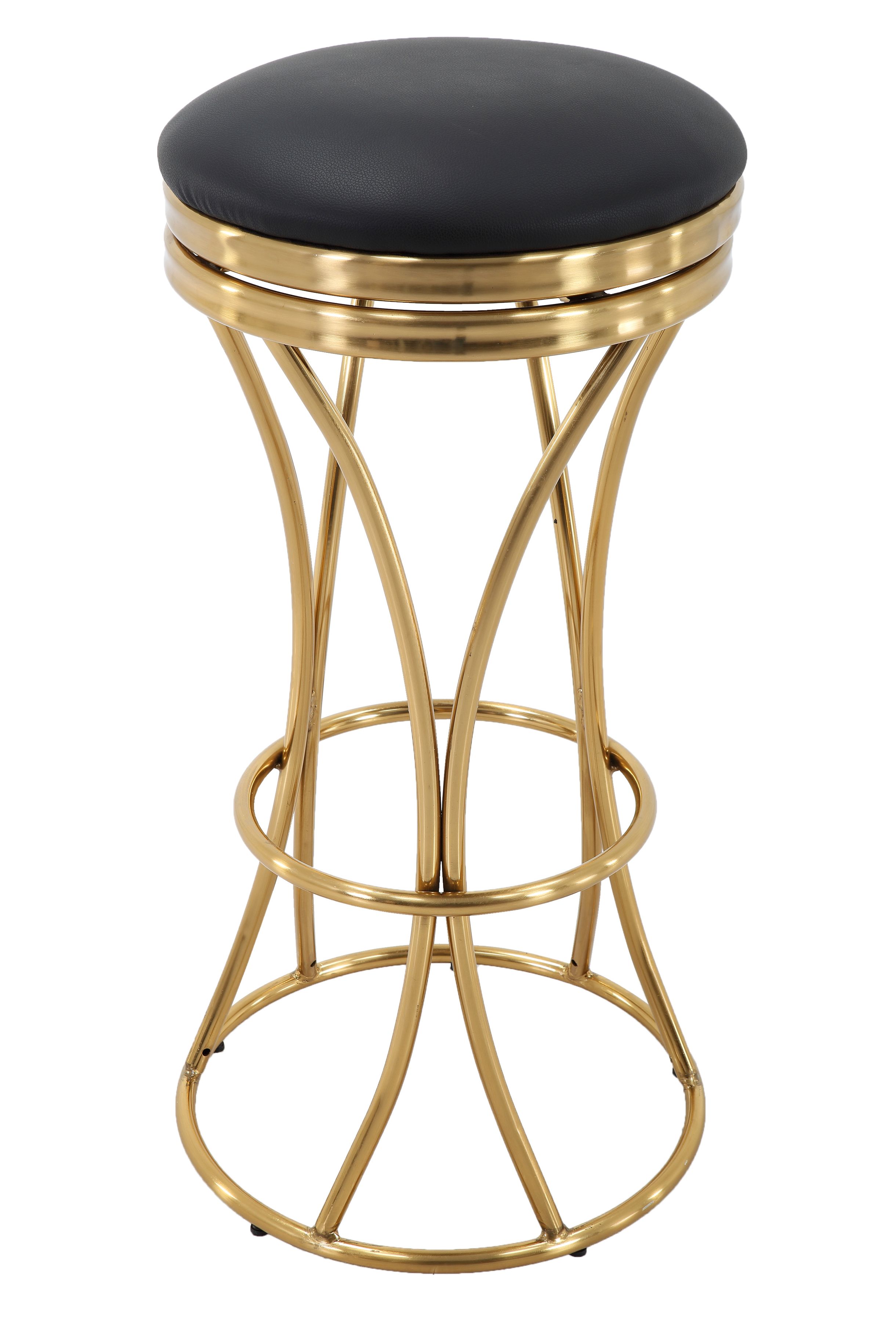 Brage Living Round Gold Backless PU Leather Barstool | Walmart (US)