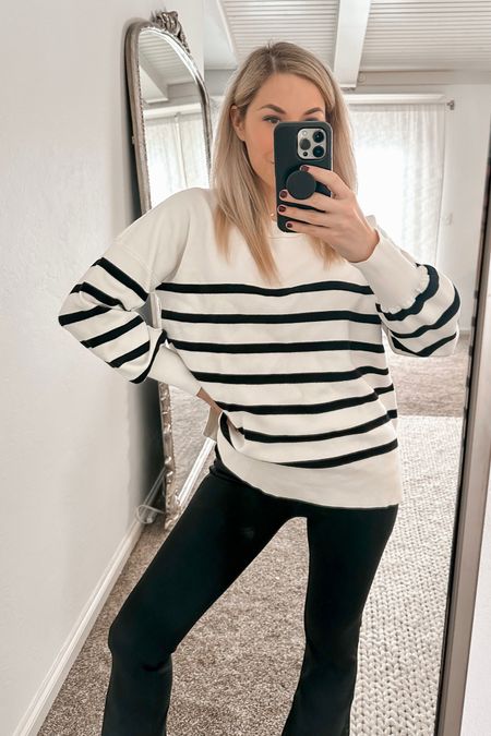 Stripe sweater 
Sweater 
Amazon finds 
Amazon fashion 
Pants 

#LTKSeasonal #LTKFind #LTKunder50