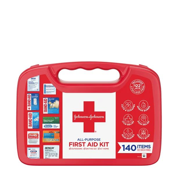 Johnson & Johnson All-Purpose Portable Compact First Aid Kit, 140 pc | Walmart (US)